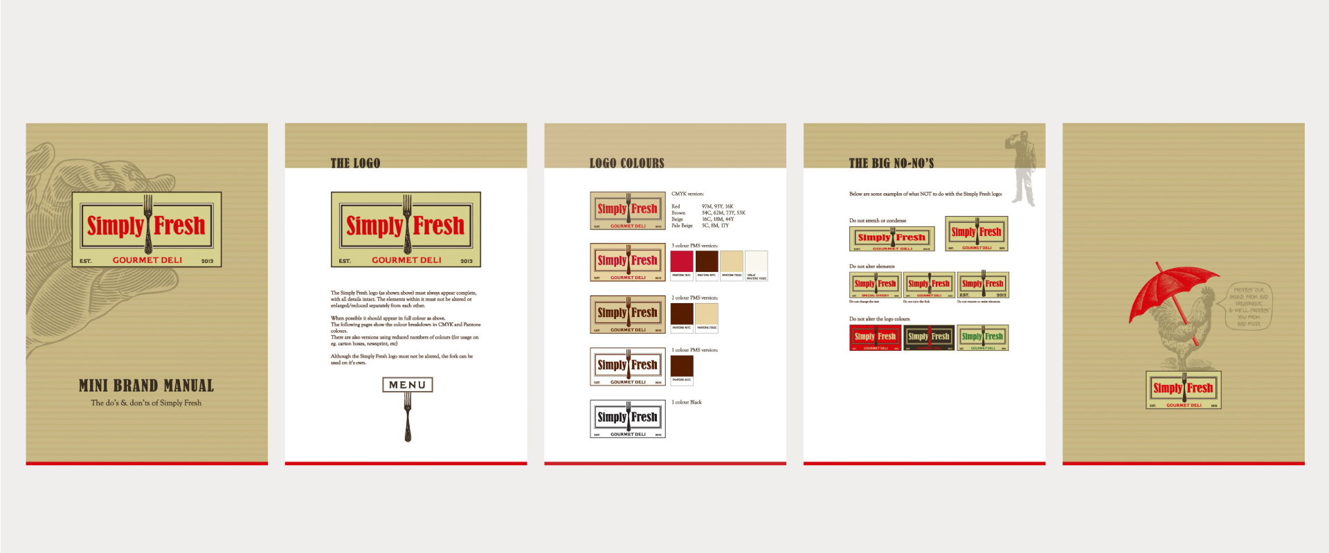 Several pages from the Simply Fresh Brand Guide
