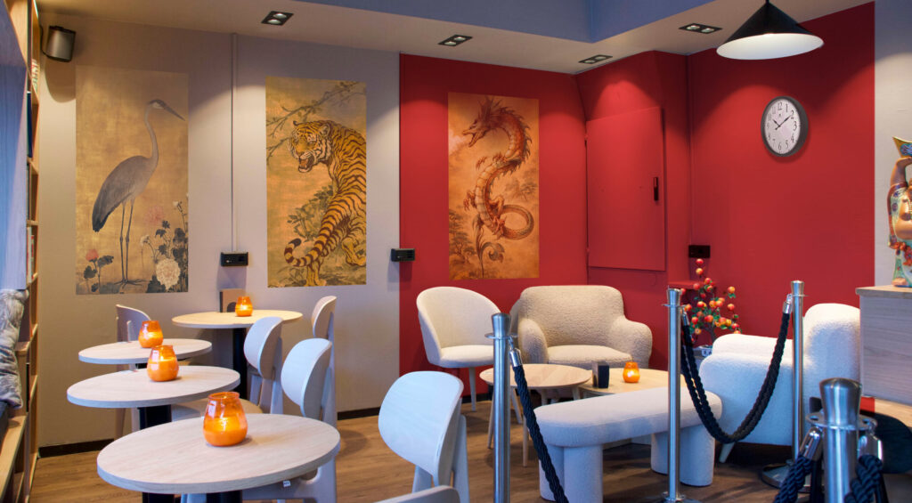 Bao Ying Lounge Interior and artwork